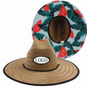 Chapeau de cowboy en paille personnalisé en gros, unisexe, à large bord, pour la pêche, style sauveteur, pour hommes, avec logo personnalisé - Product Image 2