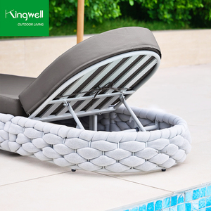 Lettino Prendisole Portatile Kingwell in Alluminio per Esterni con Cuscino in Schiuma ad Asciugatura Rapida e Ombrellone per Bordo Piscina, Spiaggia e Villa - Product Image 5