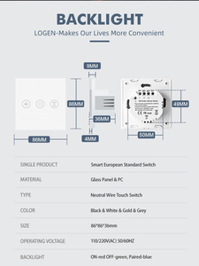 Cnskou nhà máy EU/UK 110V 220V tinh thể Bảng điều chỉnh tuya hệ thống bằng giọng nói cảm ứng thông minh Wifi tuya Con lăn màn trập điều khiển thông minh chuyển đổi Wifi - Product Image 6