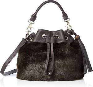 Bolso de Hombro de Lujo para Mujer, Tipo Cubo, con Cordón, de Piel Sintética y Peluche, Diseño de Caramelo, para Invierno, de Fábrica OEM - Product Image 1