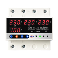 JIUJI 100A 3P+N Protection contre les surtensions et les sous-tensions réglable sur rail DIN, Sélecteur de phase, Relais de surveillance