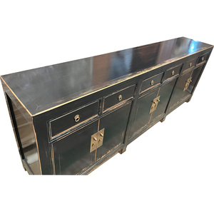 Muebles Rústicos Chinos, Muebles de Madera Reciclada con Acabado Brillante, Muebles Pintados a Mano, Aparador Lacado en Negro para Sala de Estar - Product Image 3