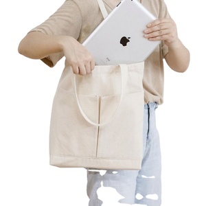 Wholesale Low MOQ Heavy Duty Eco Pockets Reusable Fashion Women Grocery Shopping <b>Canvas</b> Cotton Tote <b>Bag</b> With Custom Logo Printed - Product Image 1