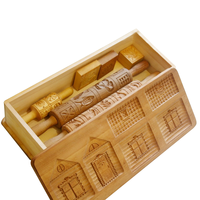 Kit de maison en pain d'épice en bois Rouleaux à pâtisserie dans une boîte Maison en pain d'épice Blocs en bois Ensemble de maisons de Noël en pain d'épice en bois
