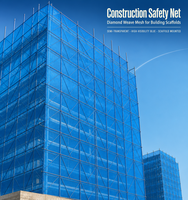 Filet de sécurité de chantier bleu en maille losangée, filet de protection pour échafaudage, filet de protection semi-transparent en maille tissée pour façade de chantier
