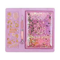 Ensemble de carnet de notes avec paillettes flottantes en or rose, carnet de notes en cristal « You Are Golden » avec stylo et autocollants, kit de papeterie pour filles