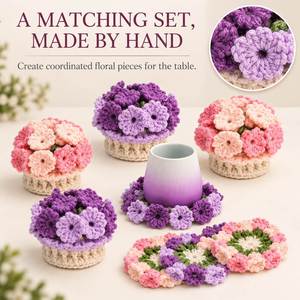 Set de Regalo de Flores de Ganchillo Hechas a Mano: Ramo Decorativo de Tulipanes, Rosas y Girasoles en Maceta para Cumpleaños, San Valentín y Decoración del Hogar - Product Image 4