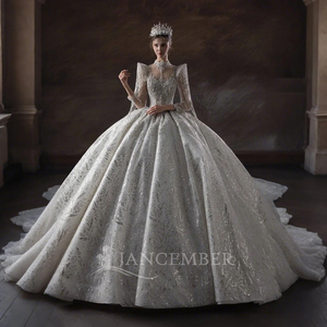 Abito da ballo di lusso abiti da sposa paillettes con applicazioni di perline volant abiti da sposa <span class=keywords><strong>Vestina</strong></span> De Novia Lsht076 - Product Image 1
