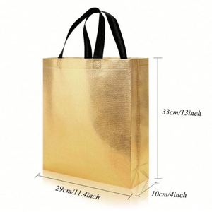 Wholesale Waterproof Polyester Grocery Shopping Tote Bag Customized Non Woven Gold Bag Reusable Metallic Laminated PP <b>Folding</b> - Product Image 1