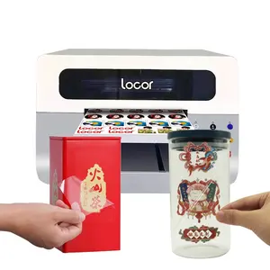 Locor high quality A1/2/3 size 3d effect uv led acrylic crystal label metal U disk cups direct printing UV flatbed printer