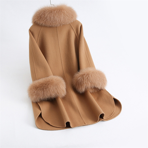 Manteau d'hiver pour femme Pudi en vraie fourrure <span class=keywords><strong>de</strong></span> renard, mélange parka, trench, cape Z21171, grande taille, en <span class=keywords><strong>laine</strong></span>, 2021, pour femme, en polaire tissée longue et brute - Product Image 2