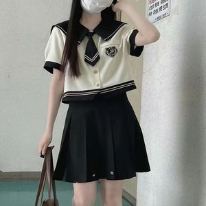 Conjunto de uniforme escolar japonés para niñas, traje de marinero con falda corta para estudiantes, uniforme informal con mangas de princesa de spandex - Product Image 2
