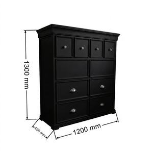 Commode noire de style européen (10 tiroirs), armoire de rangement pour chambre et salon - Product Image 2