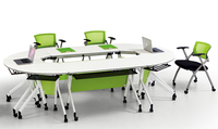 Table de formation commerciale pliable et moderne, pivotante, avec roulettes, pour bureau, longue, mobile, pour réunions, assemblable librement