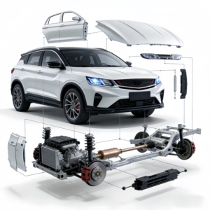 Nouvelles pièces détachées et accessoires d'origine de qualité OE pour Geely Coolray 2022-2024 : amortisseur de capot, plaquette de frein, disque de frein, tapis de sol, phare. - Product Image 5