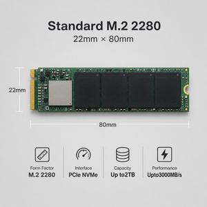 SSD interne M.2 2280 NVMe PCIe 3.0 au design fin, largeur 22 mm, pour Ultrabooks et Mini PC - Product Image 6