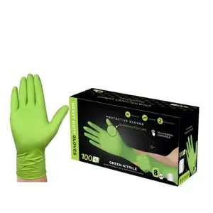 Automobile heavy duty industrial green garage repair car mechanical chemical proof household disposable nitrile gloves