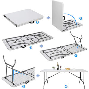 Trong Kho Cho Thuê Đồ Nội Thất Ngoài Trời Mesa Plegable Xách Tay Vinyl Trắng Nhựa Có Thể Gập Lại Hình Chữ Nhật Bảng Cho Đảng Sự Kiện Đám Cưới - Product Image 5