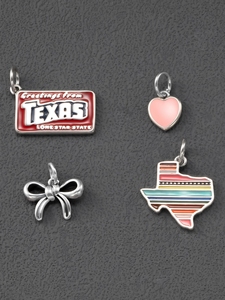 Ciondoli a forma di cuore in argento sterling S925 con incisione Texas Lone Star State per donna, set di accessori per la creazione di gioielli con ciondoli a forma di fiocco - Product Image 1