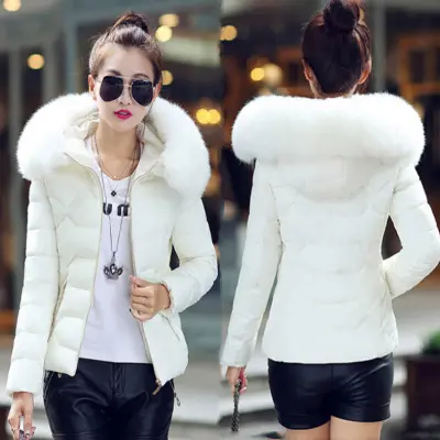 Winter Down Jackets Women Fashion Warm Coat Cotton Thickening Parka Fur Collar Jackets with Hooded Detachable Winter Clothes