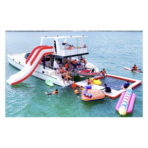 Plateforme flottante <span class=keywords><strong>de</strong></span> luxe gonflable avec toboggan et piscine marine, ponton avec filet <span class=keywords><strong>de</strong></span> protection, parc aquatique gonflable pour bateau - Product Image 1