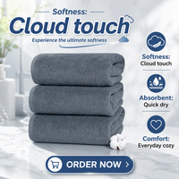 Ensemble de serviettes de bain en coton pour adultes, tricotage warp, épaissies, douces, couleur unie, pour usage hôtelier