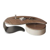 Table basse en bois massif et pierre, écologique, en forme de feuille, combinaison de meuble TV, style moderne, luxe léger, salon, tiroir