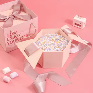 礼品包装盒圣诞精装纸板纸盒化妆品粉色礼品纸盒
