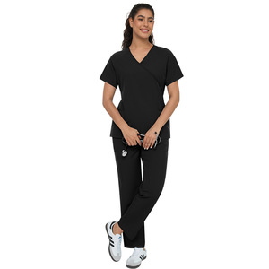 Ensembles d'uniformes médicaux confortables avec col à empiècements et liens dorsaux pour hommes et femmes, uniforme d'infirmière à col en V 42186 - Product Image 5