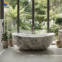 Baignoire autoportante en marbre lourd KT STONE pour espace de bain de club de loisirs haut de gamme, traitement sur mesure des dimensions du marbre