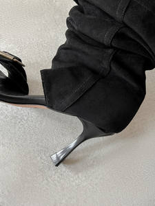 Yaz Blogger favori seksi açık ayak çizmeler baharat kızlar yüksek üst tarzı Slip-On kapatma katı desen yüksekliği artan diz-yüksek - Product Image 6