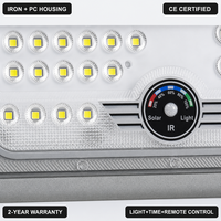 Projecteur solaire LED COB IP65 étanche avec télécommande, minuterie, allumage automatique du crépuscule au lever du soleil, lampe de sécurité pour jardin