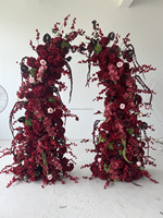 Arche de fleurs artificielles de haute qualité personnalisable, arche de fleurs bordeaux pour la décoration de mariage
