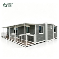 Casa Plegable y Extensible con Diseño de Terraza, Contenedor Oficina de 20 pies/30 pies/56 m², Casa Modular Prefabricada, Casas Contenedor para Exteriores