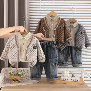 Erkek Çocuk Sonbahar Günlük Pamuk Polyester Üç Parçalı Takım <span class=keywords><strong>1</strong></span>-3 Yaş Süveter Hırka Uzun Kollu Çocuk Giysileri - Product Image 1