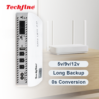 Techfine potable mini ups, catu daya tidak mengganggu 8000mAH DC 9V 12V 5V UPS untuk Router Wifi Kamera CCTV