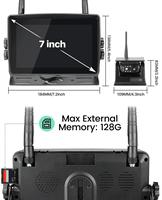 Pantalla táctil 7 ''Monitor de grabadora DVR inalámbrico 4CH energía Solar Cámara IR de respaldo magnético para Camper/camión/enganche/remolque/Autobús