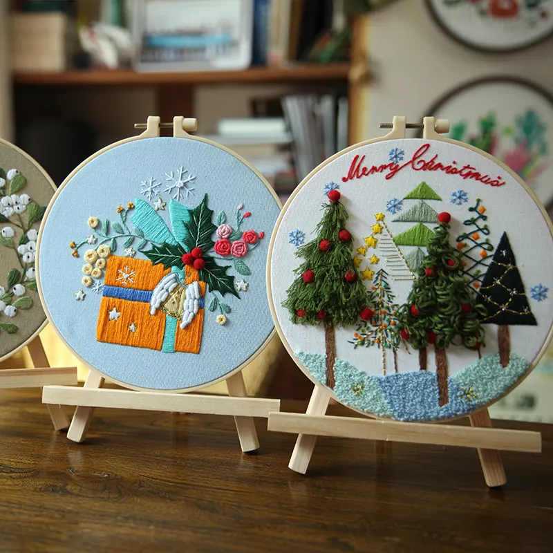 DIY Flowers Handmade Cross Stitch Kit Christmas series For Beginner Needlework Embroidery Kit