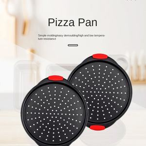 Plat <span class=keywords><strong>à</strong></span> pâtisserie en acier au carbone <span class=keywords><strong>perforé</strong></span> antiadhésif avec poignée, plat <span class=keywords><strong>à</strong></span> pizza et <span class=keywords><strong>à</strong></span> <span class=keywords><strong>tarte</strong></span>, ensemble de 2 pièces DW-2012S - Product Image 3