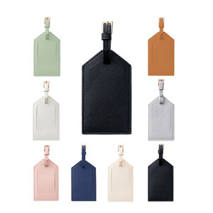 Etichetta per bagaglio da viaggio in pelle saffiano con logo personalizzato di alta qualità - Product Image 1