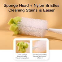 Brosse de nettoyage 2-en-1 personnalisée pour bouteilles d'eau avec embout éponge détachable et base à ventouse pour biberons et gobelets – Vente en gros