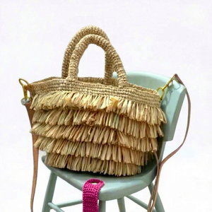 Bolso Tote Portátil de Rafia Bohemio Hecho a Mano para Verano, Cesta de Paja Tejida, Bolso de Mano con Cierre Personalizado, para Playa y Viajes, de Poliéster - Product Image 3