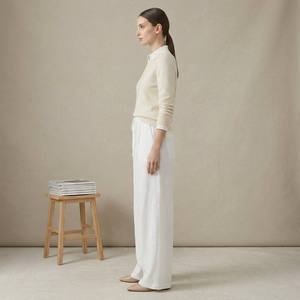 Summer Thin White Linen Wide Leg <strong>Trousers</strong> for Women Casual Style with High Waist Loose Fit <strong>Drawstring</strong> Boutique Supplier - Product Image 2