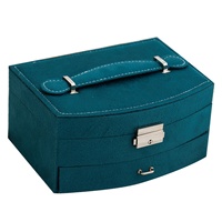 Organisateur de bijoux de luxe rectangulaire double couche gaufré multifonctionnel avec serrure à clé, nouveau design, pour rangement de boucles d'oreilles pour filles