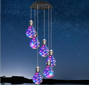 Campanas de Viento Solares con 6 Bombillas de Vidrio con Efecto Craquelado y 30 Luces LED de Alambre de Cobre <span class=keywords><strong>para</strong></span> Exteriores, Ideales <span class=keywords><strong>para</strong></span> Decoración de Patios - Product Image 6