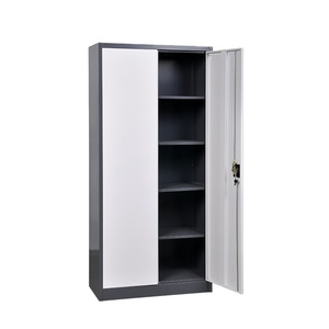 Office Furniture Swing 2 door Steel Filing Cabinet Library Bookshelf Metal Book Storage Cabinet 4 shelf