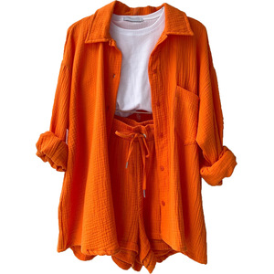 Prodotti Dropshipping primavera autunno abbigliamento donna con risvolto a <span class=keywords><strong>maniche</strong></span> <span class=keywords><strong>lunghe</strong></span> pantaloncini Casual due pezzi - Product Image 6