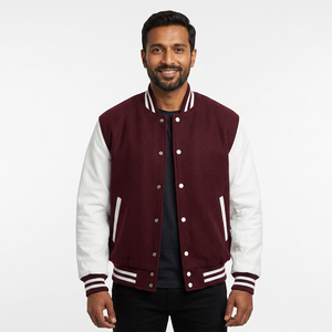 Premium Wool Varsity Letterman Jacket with Leather Sleeves custom varsity jacket wholesale letterman varsity jackets for <b>men</b> - Product Image 1