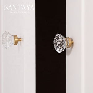 Poignées de meuble Santaya en laiton, transparentes, couleur champagne, avec cristaux, créatives, pour armoire de chambre, coiffeuse et tiroirs - Product Image 4