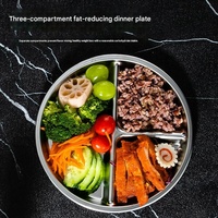 Plato Dividido de Acero Inoxidable 304 de 26.3 cm, Bandeja de Comida con 4 Compartimentos, Plato para Control de Porciones para Adultos, Apto para Lavavajillas